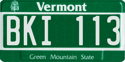 VT license plate BKI113