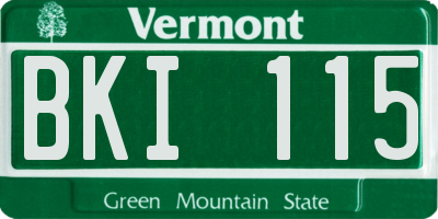 VT license plate BKI115