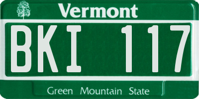 VT license plate BKI117