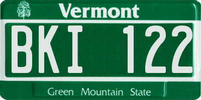 VT license plate BKI122