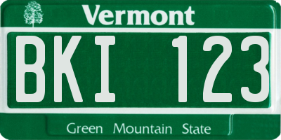 VT license plate BKI123