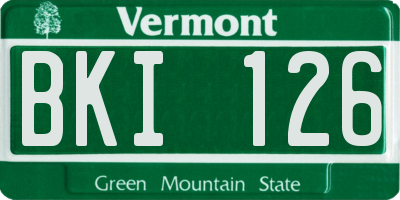 VT license plate BKI126