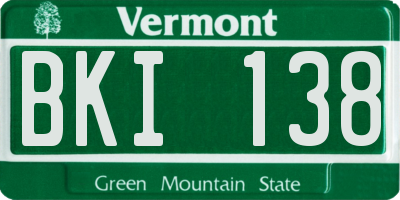 VT license plate BKI138