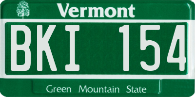 VT license plate BKI154