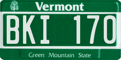 VT license plate BKI170