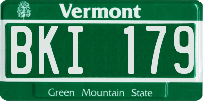 VT license plate BKI179