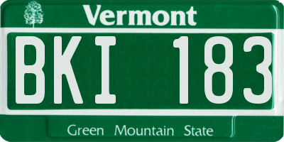 VT license plate BKI183