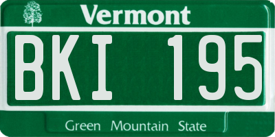 VT license plate BKI195