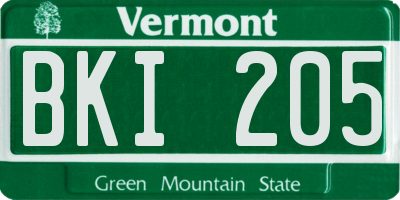 VT license plate BKI205