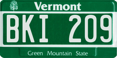 VT license plate BKI209