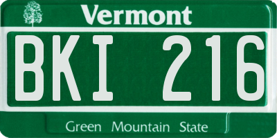 VT license plate BKI216