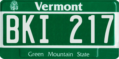 VT license plate BKI217
