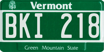 VT license plate BKI218