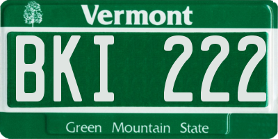 VT license plate BKI222