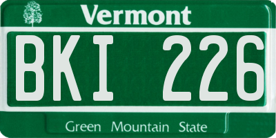 VT license plate BKI226
