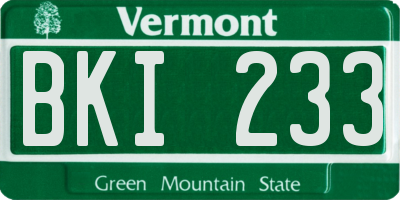 VT license plate BKI233