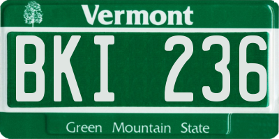 VT license plate BKI236