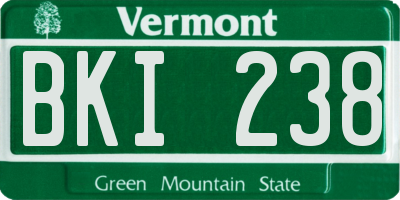 VT license plate BKI238