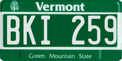 VT license plate BKI259