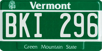 VT license plate BKI296