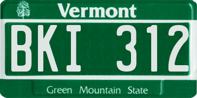 VT license plate BKI312