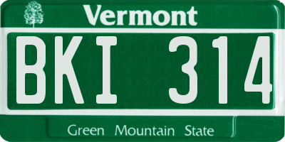 VT license plate BKI314