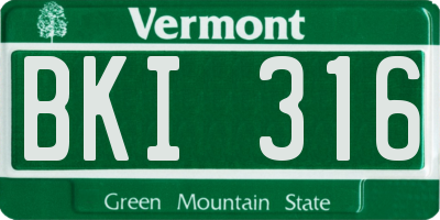 VT license plate BKI316