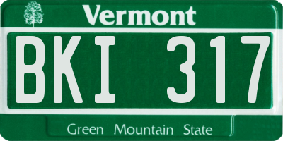 VT license plate BKI317