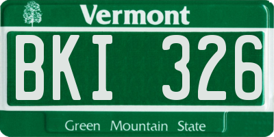 VT license plate BKI326