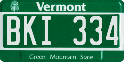 VT license plate BKI334