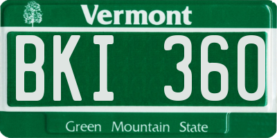 VT license plate BKI360