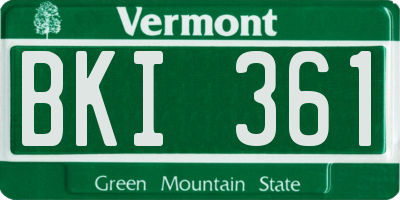 VT license plate BKI361