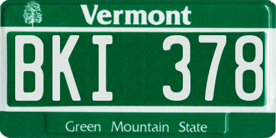 VT license plate BKI378