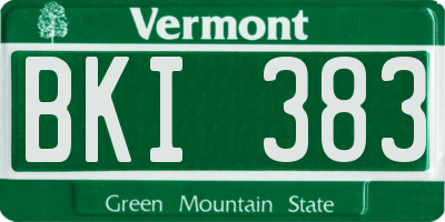 VT license plate BKI383