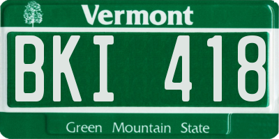VT license plate BKI418