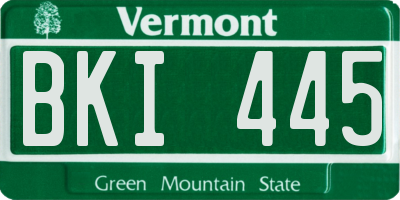 VT license plate BKI445