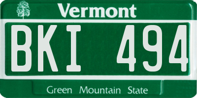 VT license plate BKI494