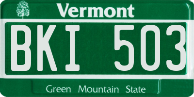 VT license plate BKI503