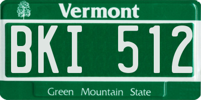 VT license plate BKI512