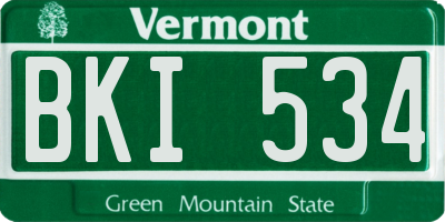 VT license plate BKI534