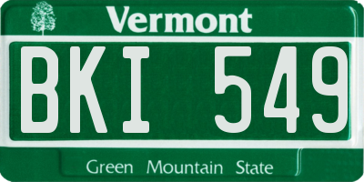 VT license plate BKI549
