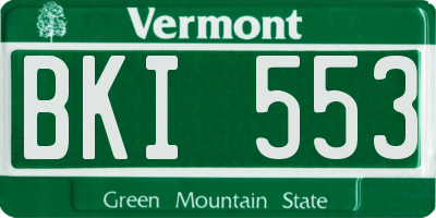 VT license plate BKI553
