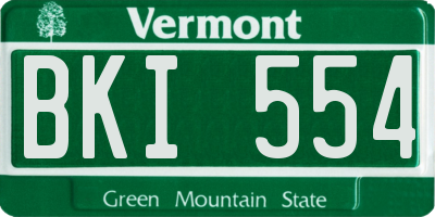 VT license plate BKI554