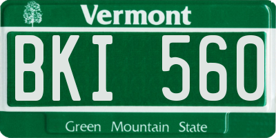 VT license plate BKI560