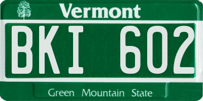 VT license plate BKI602
