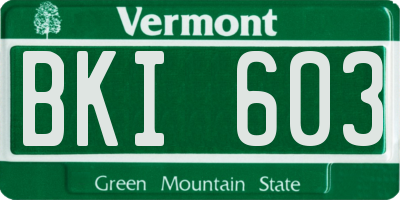 VT license plate BKI603