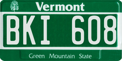 VT license plate BKI608