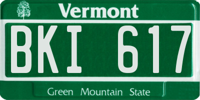 VT license plate BKI617