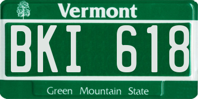 VT license plate BKI618