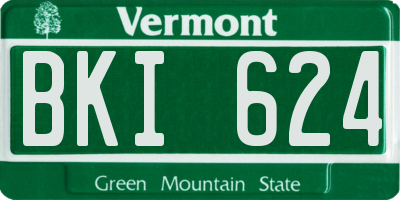 VT license plate BKI624